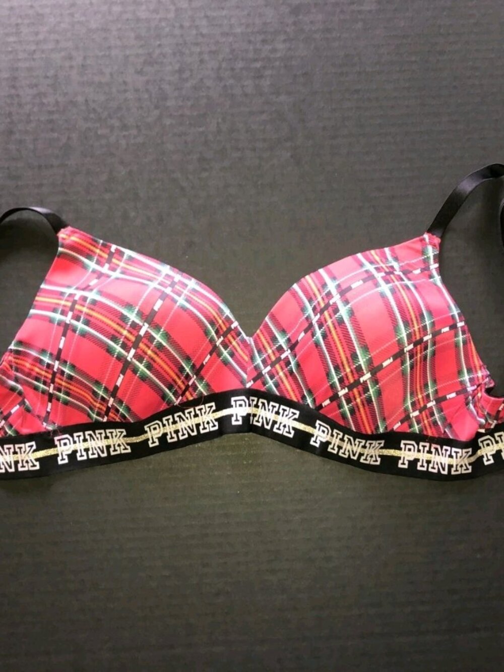 Victoria Secret Pink Bra 36D Push Up Bra Wear Everywhere Super Push-Up Plaid